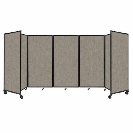 Versare Room Divider 360 Folding Portable Partition 14' x 6' Warm Pebble Fabric 1173514